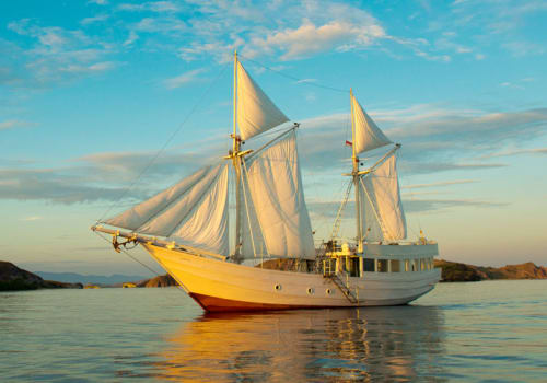 Ship in the sunset light