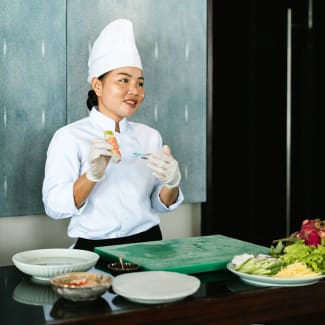 Chef giving a cooking demo